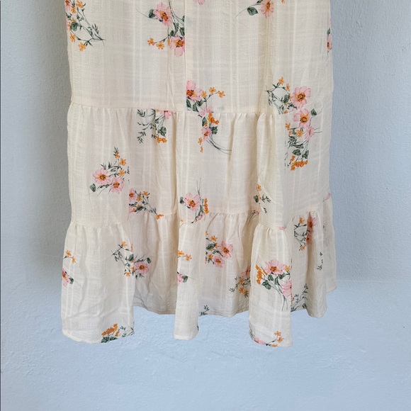 Lily Rose ivory pink floral ruffle cap spaghetti strap sweetheart midi dress XL - Picture 11 of 15